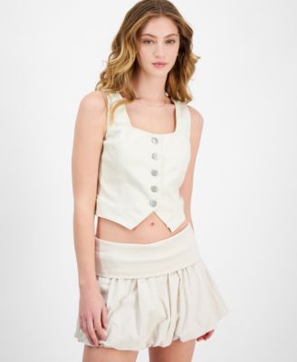 Planet Heart - Juniors' Twill Tie-Back Square-Neck Vest