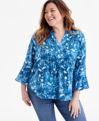 Style & Co - Plus Size Printed Pintuck Blouse