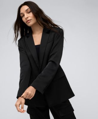 Kenneth Cole - Women's One-Button Notch-Collar Satin Jacket