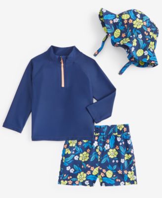 First Impressions - Baby Boys Printed 3-Pc. Swim Set