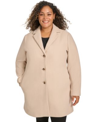 Calvin Klein - Plus Size Notched-Collar Single-Breasted Coat