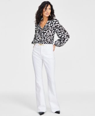 I.N.C. International Concepts - Women's Belted Flared-Leg Jeans