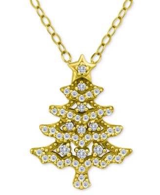Giani Bernini - Cubic Zirconia Christmas Tree Pendant Necklace, 16" + 2" extender