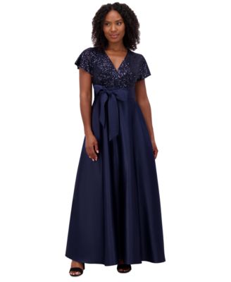 Jessica Howard - Women's Sequinned-Bodice Satin-Skirt Ball Gown