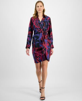 Tahari ASL - Women's Printed Faux-Wrap Dress