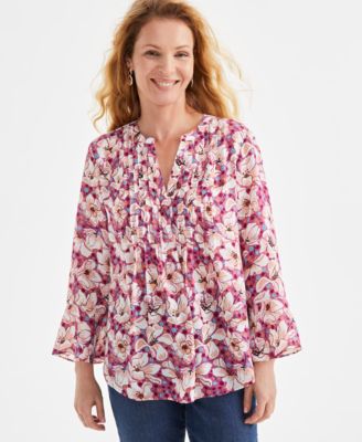 Style & Co - Women's Potter Dot Printed Pintuck Blouse, Exclusively at Macy's