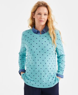 Style & Co - Women's Heart Flip Printed Long-Sleeve Sweater, Exclusively at Macy's