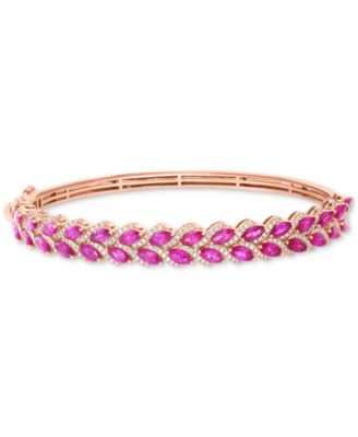 EFFY Collection - Ruby (4-7/8 ct. t.w.) & Diamond (3/4 ct. t.w.) Bangle Bracelet in 14k Rose Gold