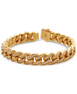 Blackjack - Men's Miami Cuban Link Cubic Zirconia Bracelet in Gold Ion Plated Stainless Steel