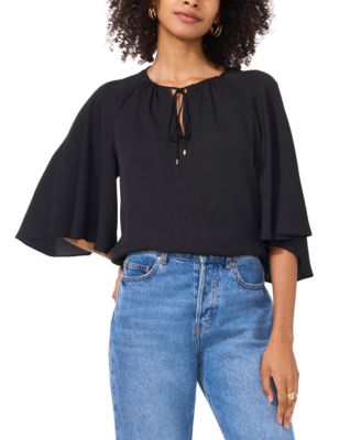 Vince Camuto - Women's Tie-Neck Short Raglan-Sleeve Top