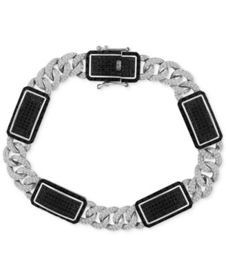 Macy's - Men's Black & White Diamond Ceramic Link Bracelet (2-1/4 ct. t.w.) in Sterling Silver