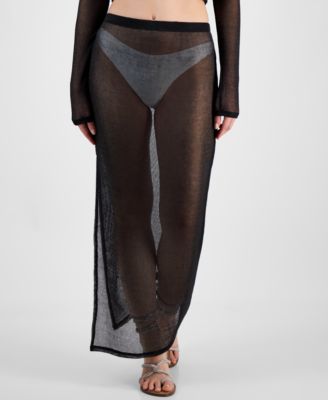 Miken - Juniors' Metallic Mesh Skirt Cover-Up