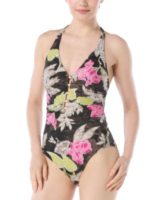 Carmen Marc Valvo - Women's Printed Beaded One-Piece Swimsuit