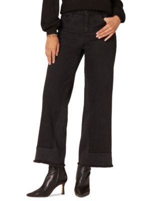 Democracy - Women's "Ab" Solution Skyrise Splicing Wide-Leg Frayed-Hem Jeans