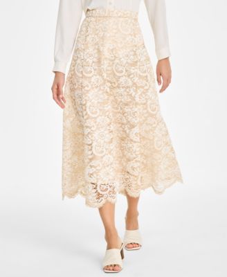 Anne Klein - Women's Pull-On Lace Midi Skirt