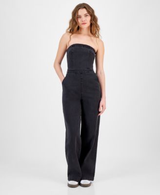 Tinseltown - Juniors' Strapless Denim Jumpsuit