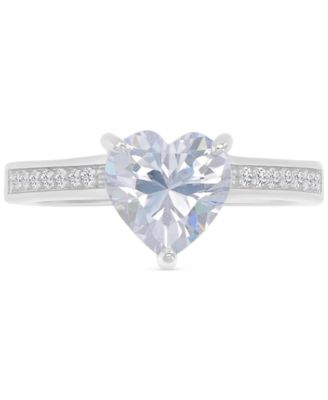 Macy's - Cubic Zirconia Heart & Round Promise Engagement Ring in Sterling Silver