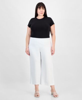 JM Collection - Plus Size Cropped Wide-Leg Pull-On Pants