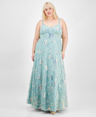 Say Yes - Trendy Plus Size Sequined Embroidered Ball Gown