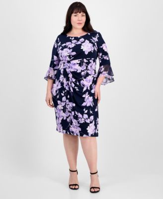 Connected - Plus Size Draped Side-Tab Chiffon Sheath Dress