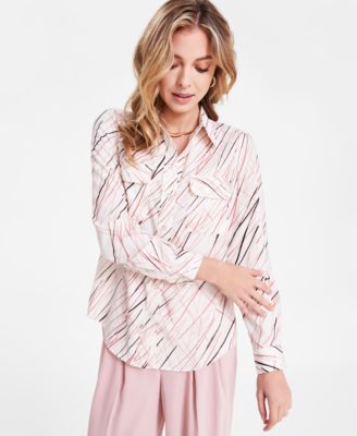 Bar III - Women's Graphic Line Print Blouse