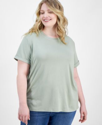 Rebellious One - Juniors' Cuffed-Sleeve Crewneck Tee