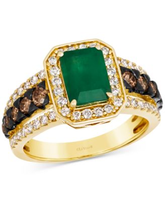Le Vian - New Emerald (1-1/5 ct. t.w.) & Diamond (1 ct. t.w.) Halo Triple Row Ring in 14k Gold