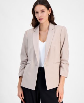 Tahari ASL - Women's Ruched-Sleeve One-Button Blazer