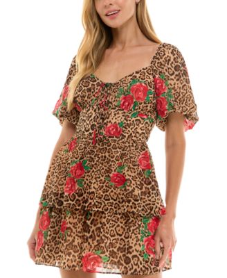 City Studios - Juniors' Tiered Cheetah-Print Fit & Flare Dress
