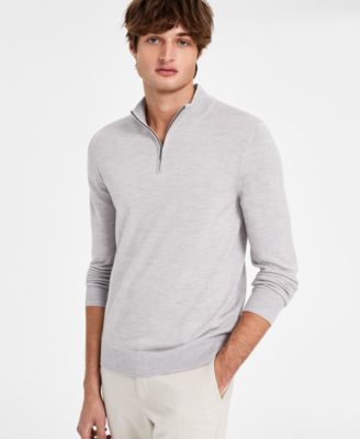 Charles Tyrwhitt - Men's Merino Wool Garment Washed Quarter-Zip Sweater