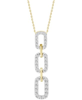 Macy's - Diamond Graduated Link Pendant Necklace (1/4 ct. t.w.) in 10k Gold, 16" + 2" extender