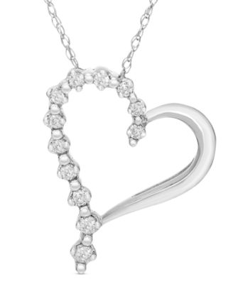 Macy's - Diamond Open Heart 18" Pendant Necklace (1/6 ct. t.w.) in 10k White , Yellow or Rose Gold