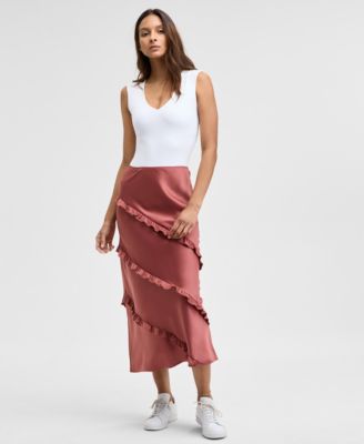 And Now This - Women's Midi Ruffled Slip Skirt