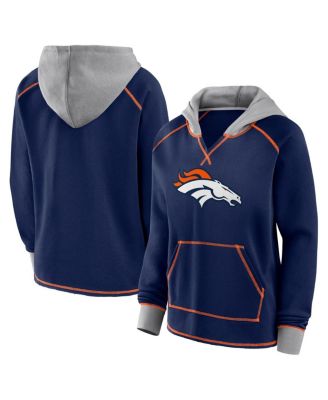Logo Athletic - Women's Navy Denver Broncos Boom Fleece Pullover V-Neck Hoodie
