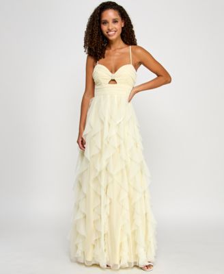 pear culture - Women's Strappy Mesh Petal Ball Gown
