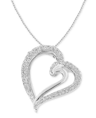 Macy's - Diamond Heart Pendant Necklace (1/2 ct. t.w.) in 10k White Gold