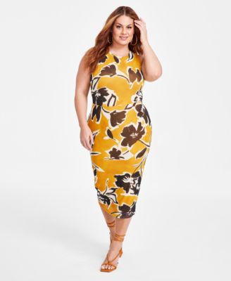 Nina Parker - Trendy Plus Size Printed Mesh Midi Dress