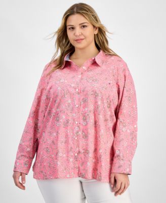 Tommy Hilfiger - Plus Size Cotton Paisley-Print Utility Shirt