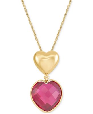 Macy's - Ruby Heart Pendant Necklace (12-1/10 ct. t.w.) in 24k Gold-Plated Sterling Silver, 16" + 2" extender