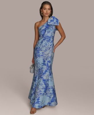 Donna Karan New York - Women's Jacquard Bow-Trim One-Shoulder Gown