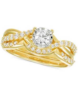 Macy's - Diamond Swirl Style Bridal Set (5/8 ct. t.w.) in 14k Two-Tone Gold