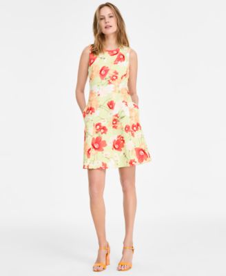 Vince Camuto - Women's Printed Scuba Fit & Flare Dress