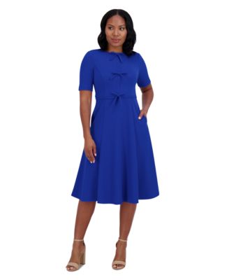 Jessica Howard - Women's Bow-Trim Fit & Flare Dress
