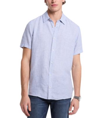 Michael Kors - Men's Classic Fit Short Sleeve Button Front Halo Striped Shirt