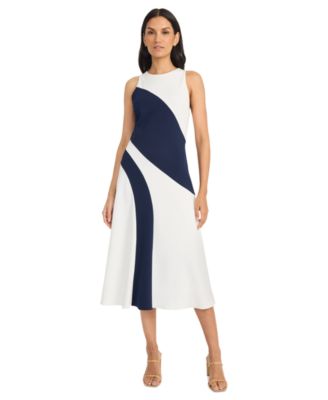 Maggy London - Women's Colorblocked Sleeveless Midi Dress