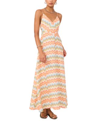 1.STATE - Women's Printed V-Neck Sleeveless Maxi Dress
