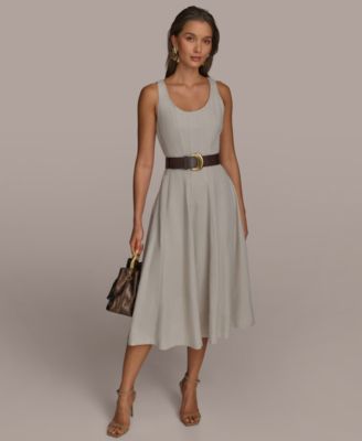 Donna Karan New York - Women's Scoop-Neck Belted Midi Dress