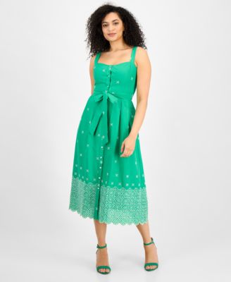 julia jordan - Women's Cotton Eyelet Midi Dress