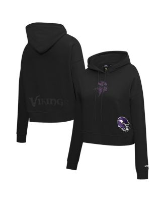 Pro Standard - Women's Black Minnesota Vikings Jeweled Cropped Pullover Hoodie
