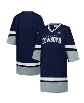 Starter - Women's  Navy Dallas Cowboys Slap Shot V-Neck 3/4 Sleeve Sneaker Dress
